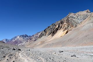 07 Cerro Tolosa, Cerro Mexico Down The Valley And Cerro de los Dedos On The Upper Right From The Horcones River 4000m On The Descent From Plaza de Mulas To Confluencia